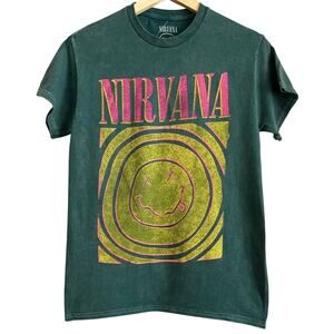 Nirvana Graphic Tee – Neon Trippy Smiley – Size Small Men's – NWOT